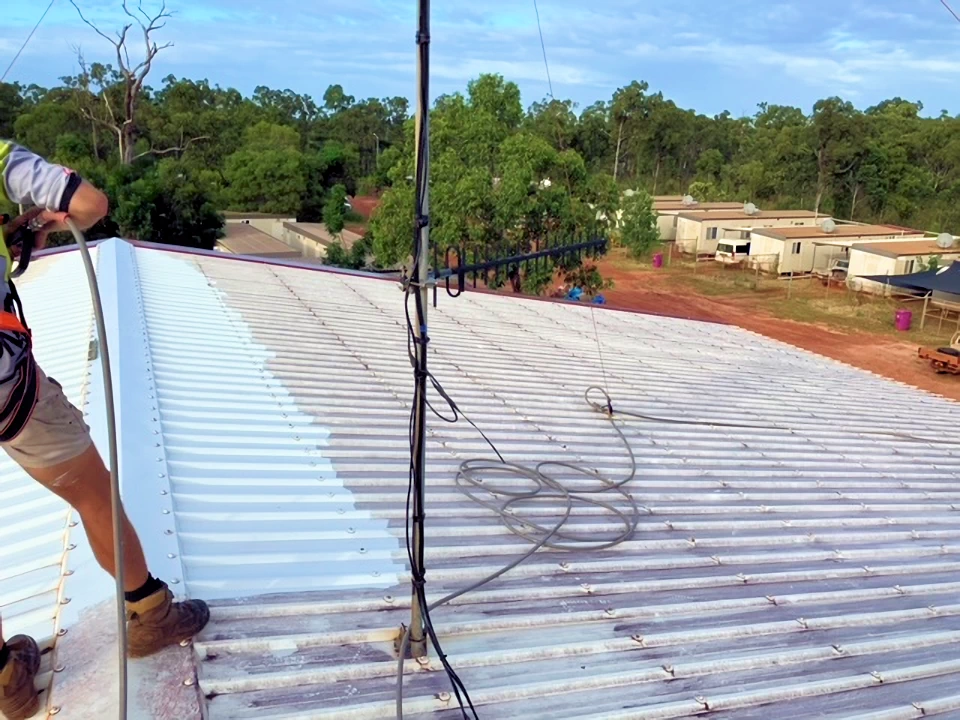 Bhutan Store roof coating in progress